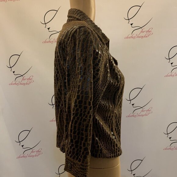 Ruby Rd. Sz 8P. Reptile Embossed Button Cuff Jacket. Zip UP. Pockets. B68. - Picture 3 of 5